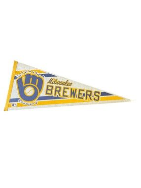 Vintage 90s MLB Milwuakee Brewers Pennant Flag New Wrapped Authentic Sports